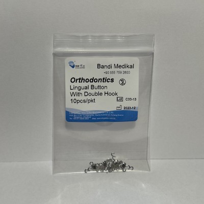 Lingual Button With Double Hook 10lu paket